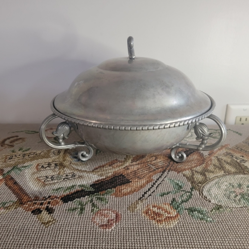Mid-Century Farberware Wrought Aluminum Dish with Lid
